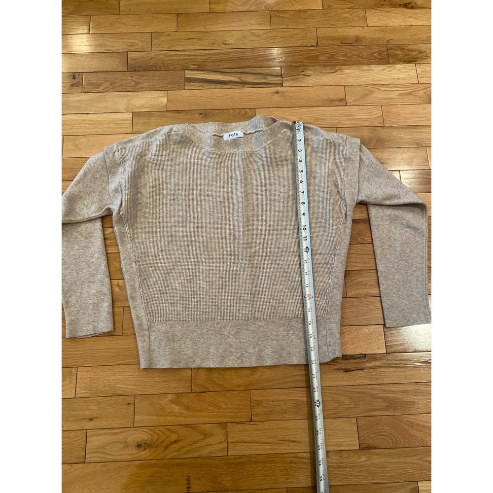 Fate Knit Waffle Knit Crew Neck Pullover Sweater Beige Size L - Picture 4 of 4